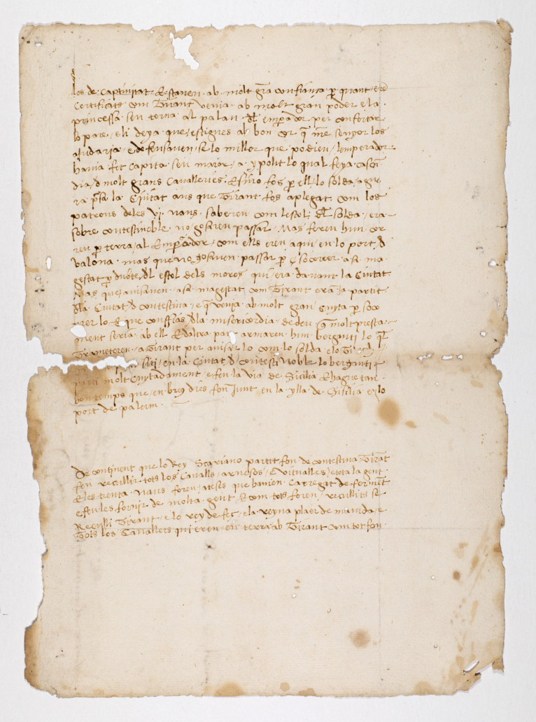 La Diputació de València celebra el Día del Libro difundiendo el único fragmento manuscrito conocido que se conserva del Tirant lo Blanch