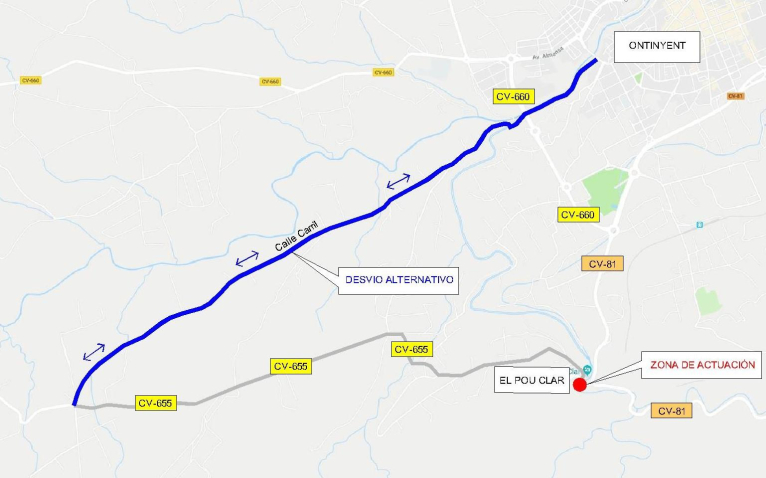 La Diputació mejora el sistema de contención del puente sobre el Pou Clar de Ontinyent en la CV-655