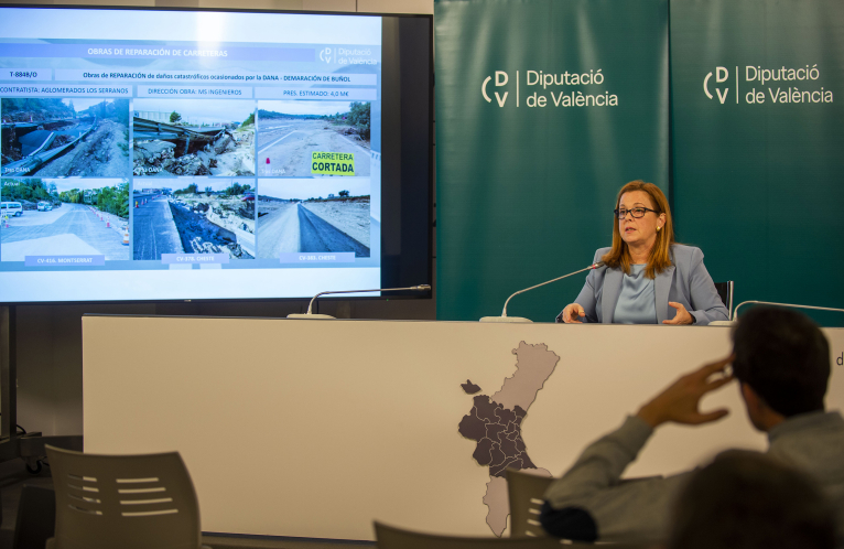 La Diputació de València cifra en 53 millones de euros la inversión para reconstruir la red provincial de carreteras 