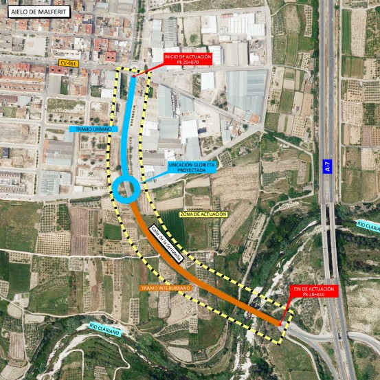 Inicio de las obras de la nueva glorieta y mejoras	puntuales en la carretera CV-651