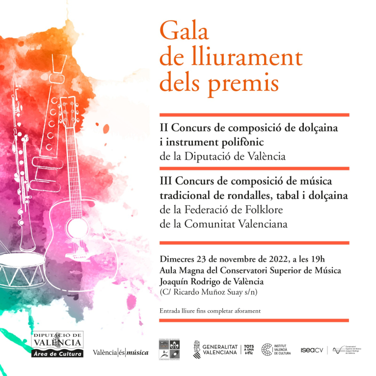 La Diputació de València entrega los premios de música tradicional valenciana 