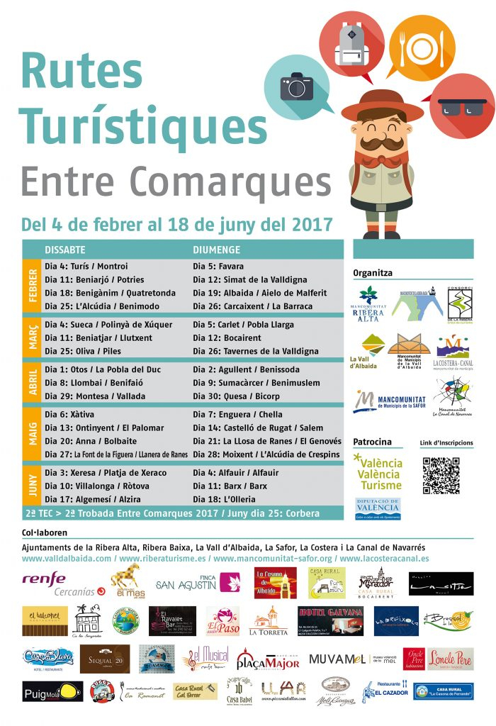 València Turisme patrocina las rutas “Entre Comarques” en 60 municipios de las comarcas centrales
