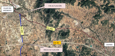 El Área de Carreteras finaliza las obras en la CV-395, entre la CV-35 y Villar del Arzobispo 