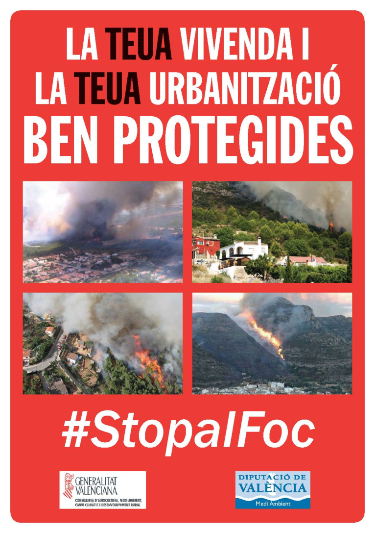 La Diputación colabora con la campaña 'Stop al foc' de prevención de incendios en municipios y urbanizaciones de alto riesgo