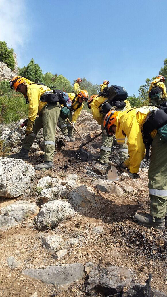 Las brigadas de Imelsa finalizan su trabajo en el incendio forestal de Montán