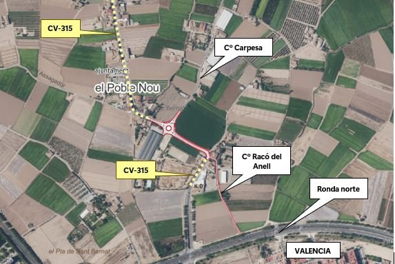 Iniciat el Pla de Participació Pública del projecte d'una Glorieta en la CV-315