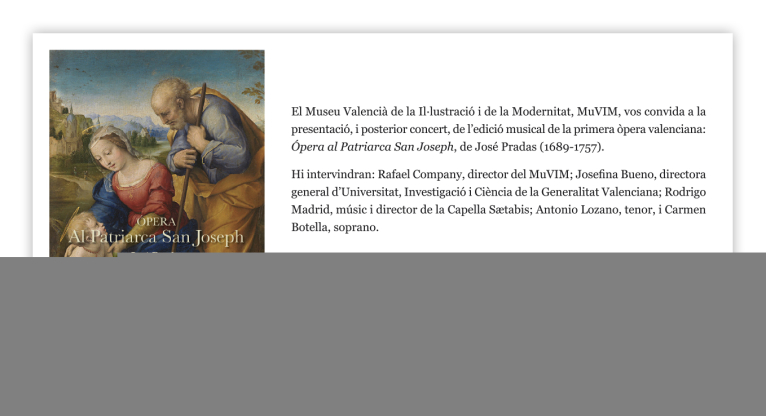 El MuVIM presenta el llibre i CD de la primera òpera composta a la Comunitat Valenciana