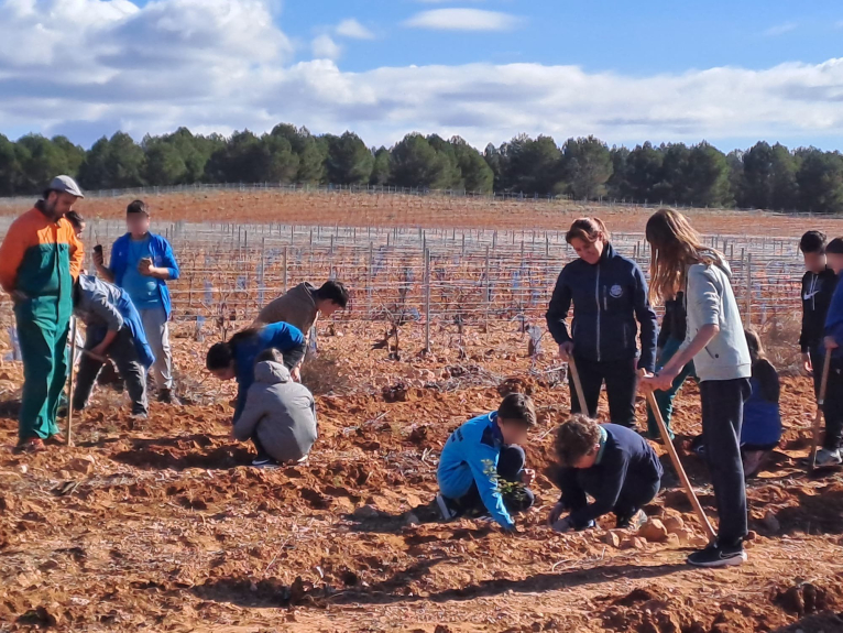 Alumnes de l'Escola Félix Jiménez celebren el Dia de l'Arbre amb els col·legis de Requena
