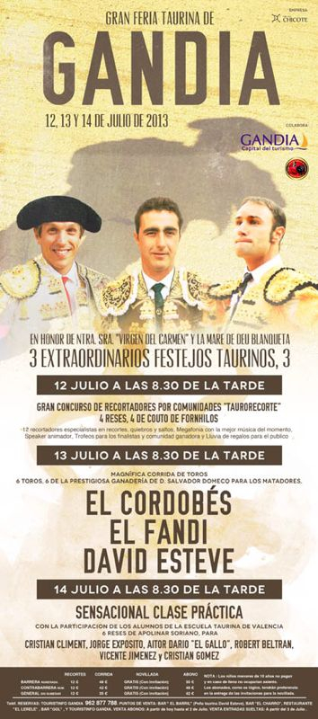 Los alumnos de la Escuela de Tauromaquia se enfrentan mañana a novillos de Apolinar Soriano en Gandia
