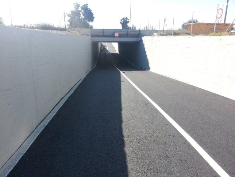 Terminan las obras del paso inferior de Alfafar en la pista de Silla