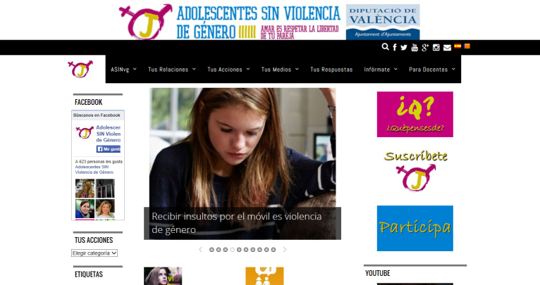 La Diputació patrocina una web per a adolescents sense violència de gènere