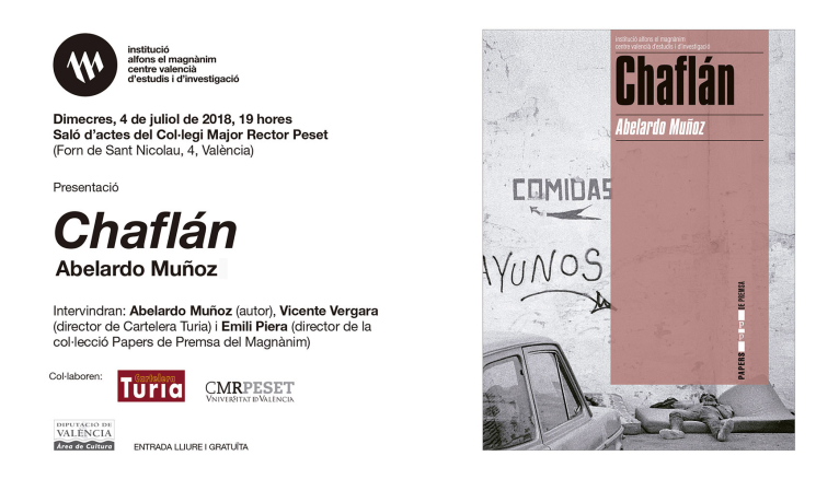 El Magnànim publica "Chaflán", d’Abelardo Muñoz, històries urbanes d’una València que desapareix