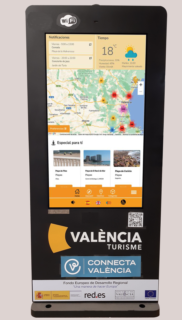 Un tòtem interactiu de la Diputació oferirà informació turística de la província en l'aeroport de València 
